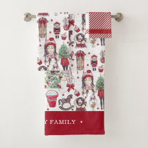 Hermoso nombre de familia de Navidades de color ro