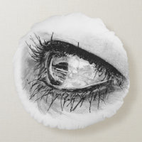 Hermoso ojo de mujer con rímel en almohada redonda
