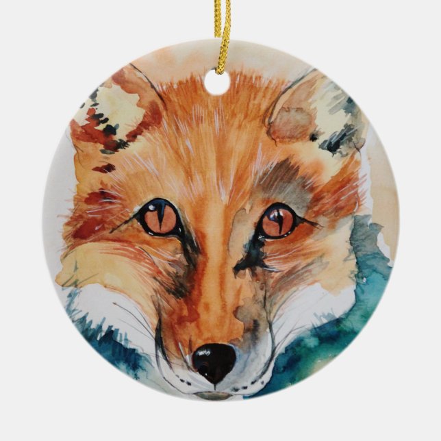 Hermoso ornamento cerámico de Fox (Frente)