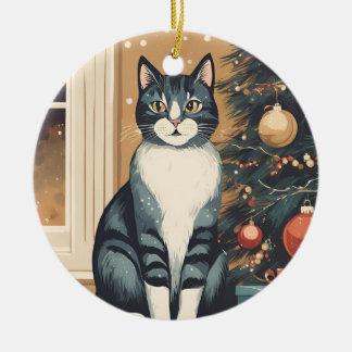 Hermoso ornamento de gatos Navidades