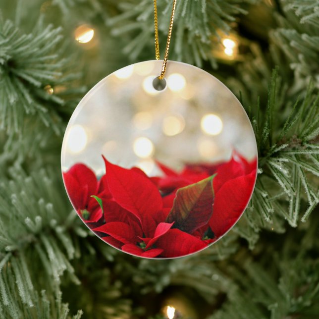 Hermoso Ornamento de Navidad de Poinsettias Rojas (Árbol)