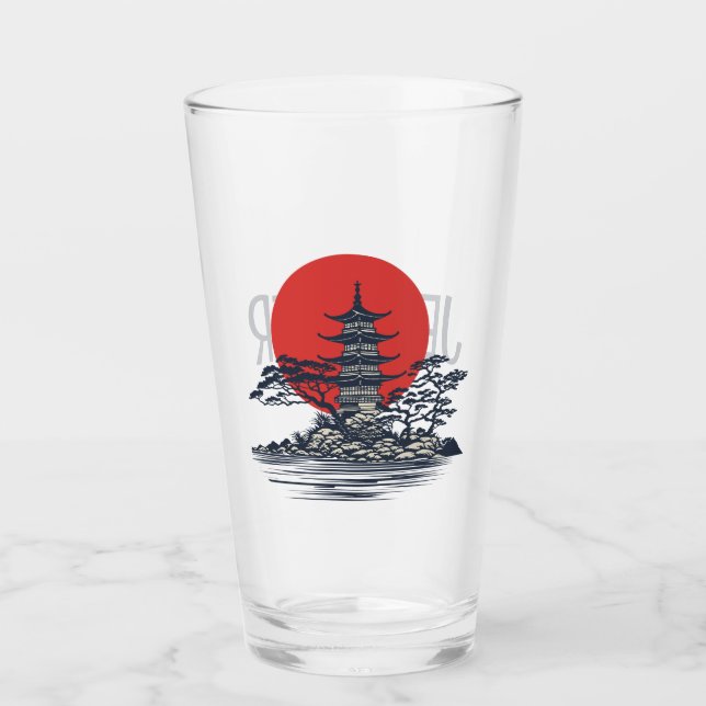 Hermoso paisaje japonés con amanecer (Anverso)