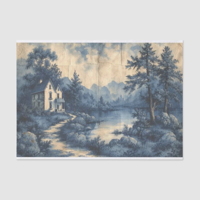 Hermoso paisaje sobre un papel desmoronado (Anverso)