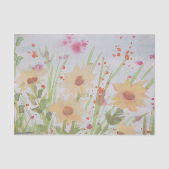 Hermoso papel de acuarela de tejido floral (Anverso)
