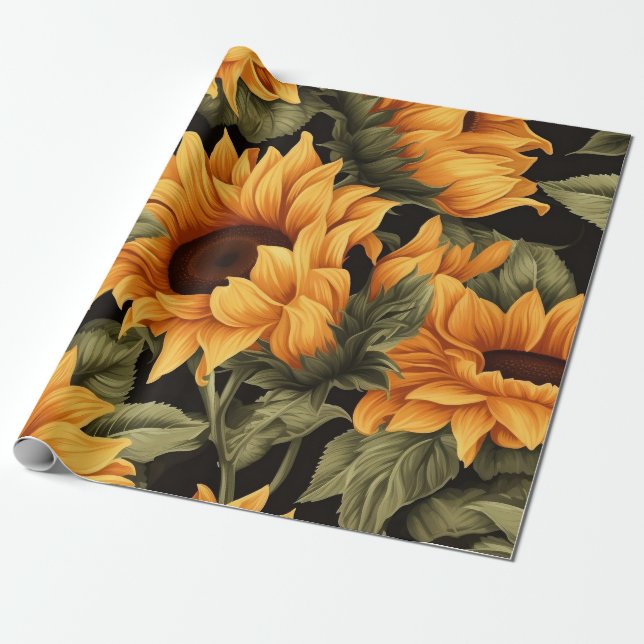 Hermoso papel de envolvimiento de girasol (Desenrollado)