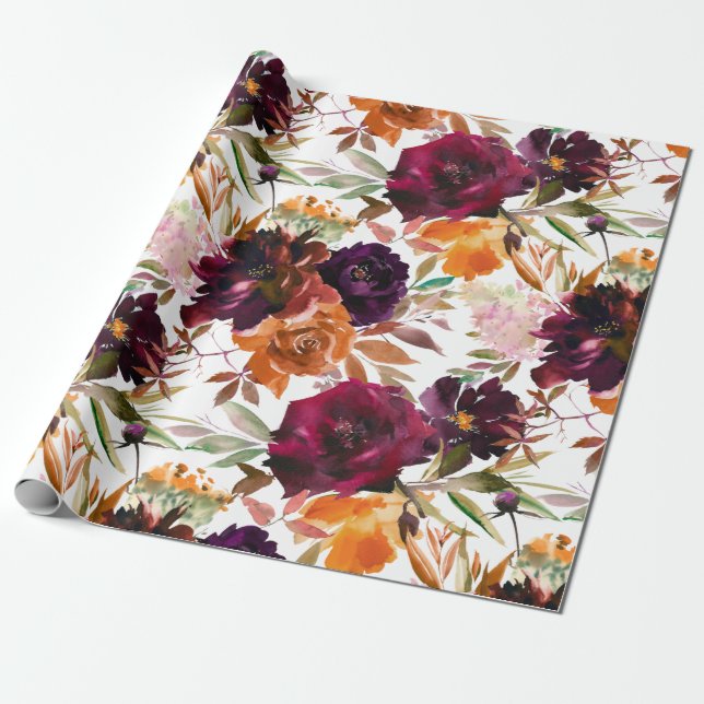 Hermoso papel de envolvimiento floral de color oto (Desenrollado)