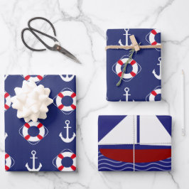 Hermoso papel de estilo naval para tus regalos