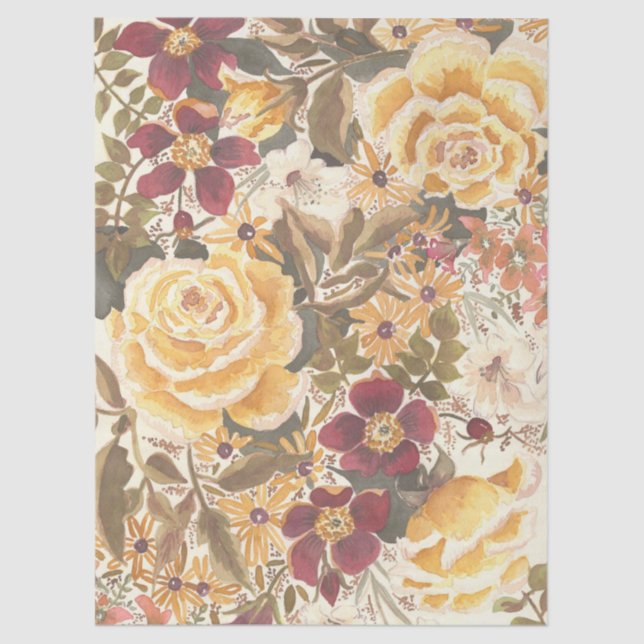 Hermoso papel de tejido floral otoñal (Anverso)