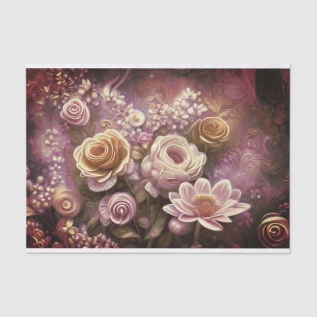 Hermoso papel de tejidos con motivos de flores acr (Anverso)