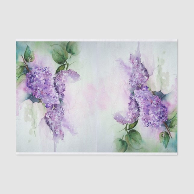 Hermoso papel de tejidos de lavanda con flores de  (Anverso)
