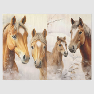 Hermoso papel teñido de caballos de invierno