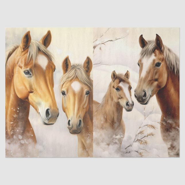 Hermoso papel teñido de caballos de invierno (Anverso)