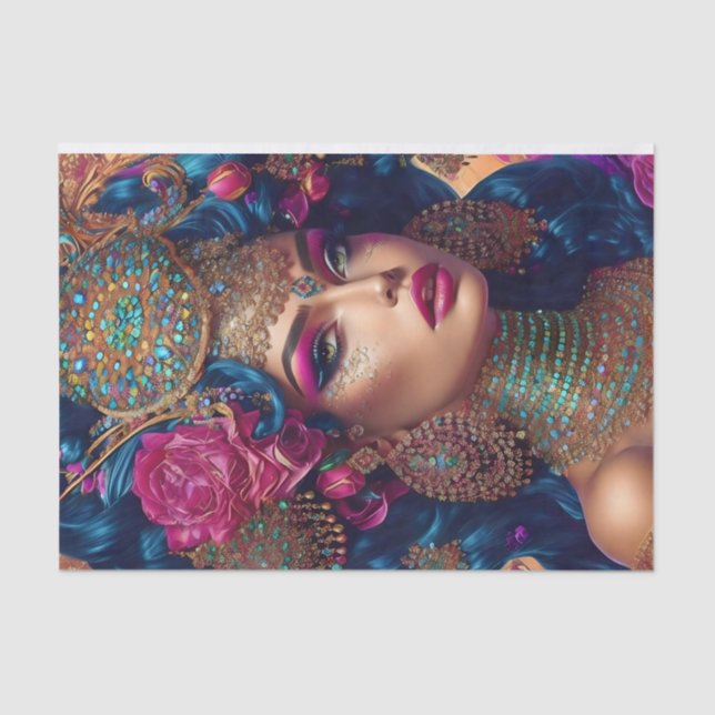 Hermoso papel teñido de decoraciones artísticas (Anverso)