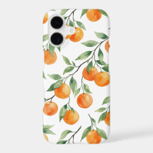 Hermoso patrón botánico de naranja cítrica en acua
