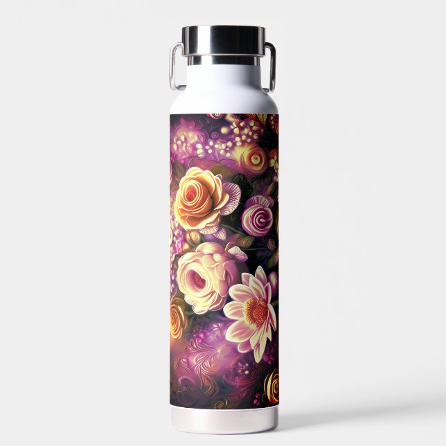 Hermoso patrón de flor acrílica Botella de agua (Delantero)