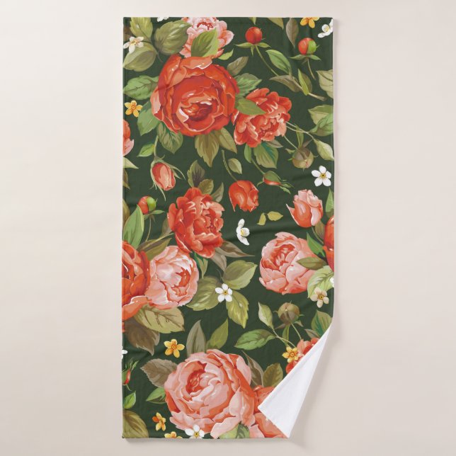 Hermoso patrón de flores peony sin costura (Toalla de baño)