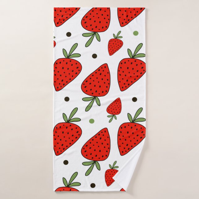 Hermoso patrón de fresas rojas sin fisuras (Toalla de baño)