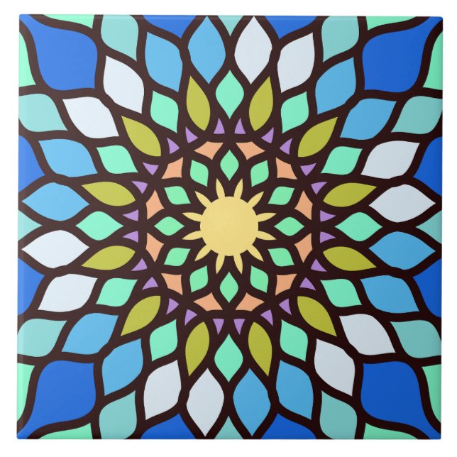 Hermoso patrón de mosaico islámico azulejo (Frente)