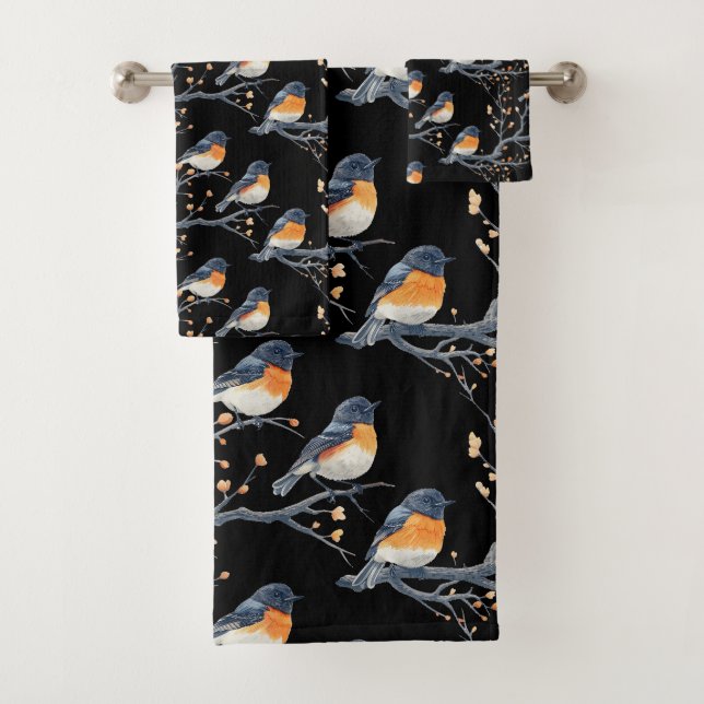 Hermoso patrón de pájaros sobre negro (In situ)