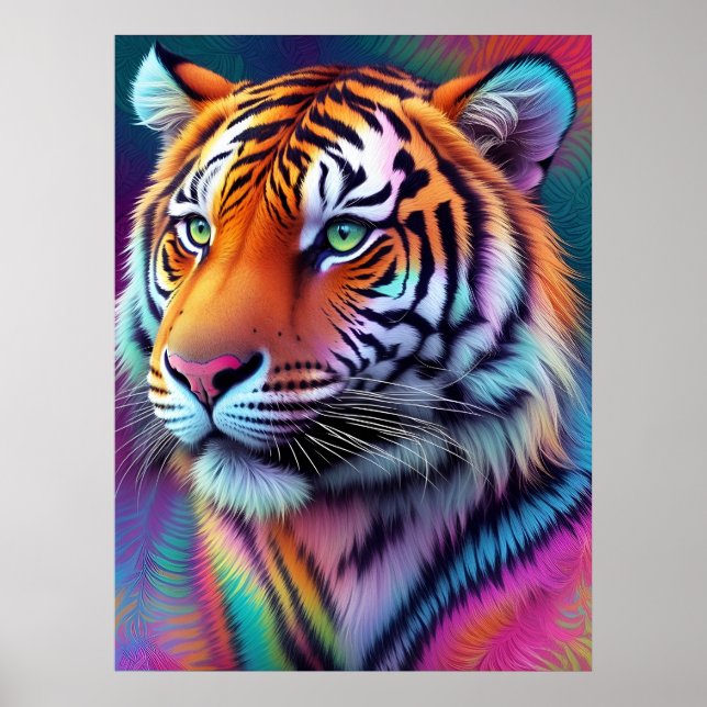 Hermoso patrón de tigre de tinte artificial arte (Frente)