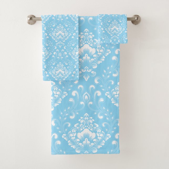 Hermoso patrón floral azul cielo y blanco (In situ)