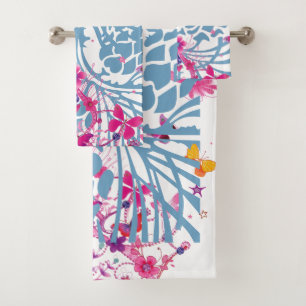 Hermoso patrón floral azul de mariposas femeninas