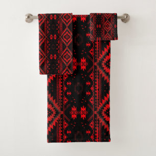 Hermoso patrón indígena estadounidense rojo y negr