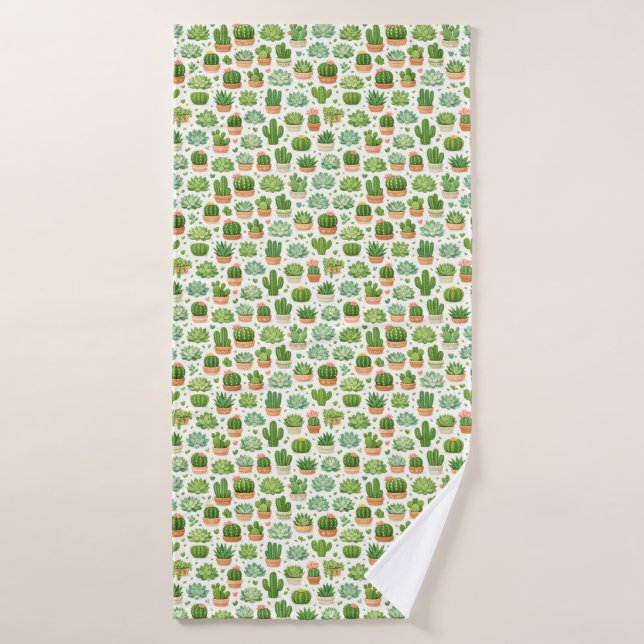Hermoso patrón sin fisuras de plantas suculentas (Toalla de baño)