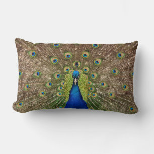 Hermoso pavo real y plumas almohada impresa