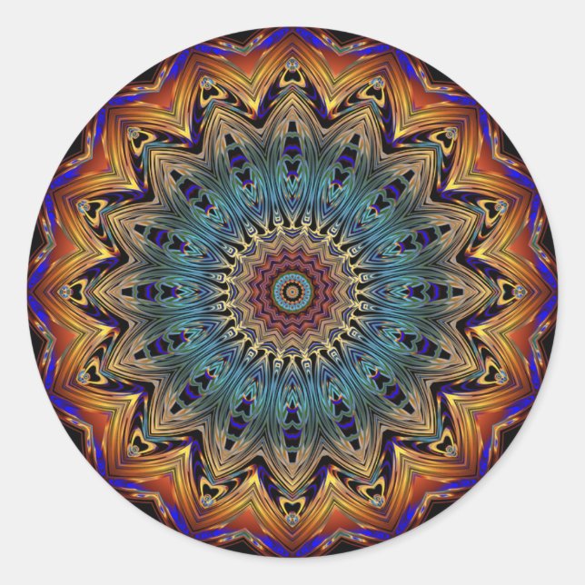 Hermoso Pegatina azul y cobre Mandala (Anverso)