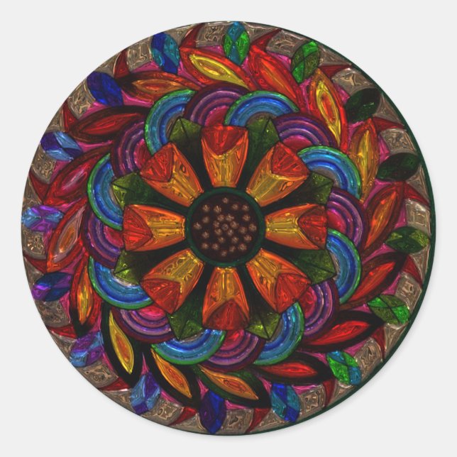 Hermoso Pegatina colorido de Mandala (Anverso)