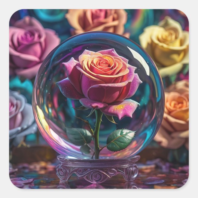 Hermoso pegatina cuadrado. (Anverso)