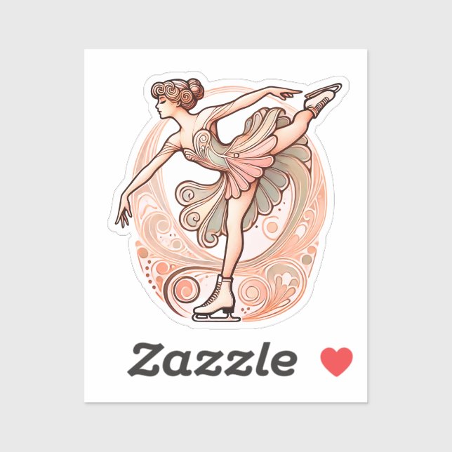 Hermoso Pegatina de patinaje artístico sobre hielo (Hoja)