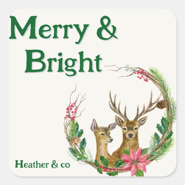 Hermoso pegatina de renos y mora (Anverso)