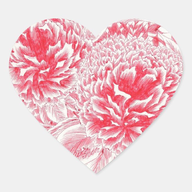 Hermoso Pegatina del Corazón de Peones Rojos (Anverso)