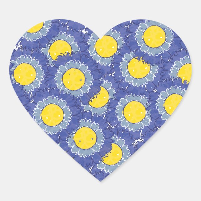 Hermoso Pegatina en forma de corazón de flores - a (Anverso)