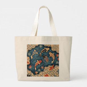 Hermoso pez Koi con bolsa de tocador de Batik