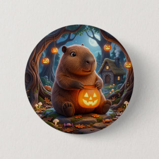 Hermoso Pin de Botón de Cubo de Calabaza de Cabaña