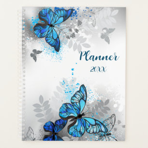 Hermoso planificador de mariposas azules