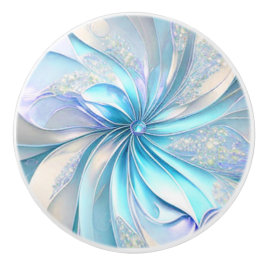 Hermoso pomo de cerámica azul fractal