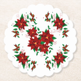 Hermoso Posavasos de Papel Flor Roja de Navidad