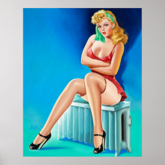 Hermoso poster de arte chica Vintage Pin