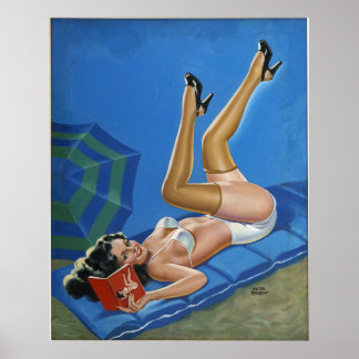 Hermoso poster de arte chica Vintage Pin