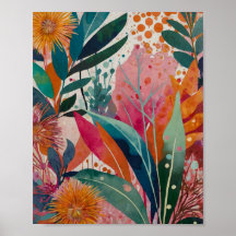 Hermoso poster de arte floral brillante y crilico