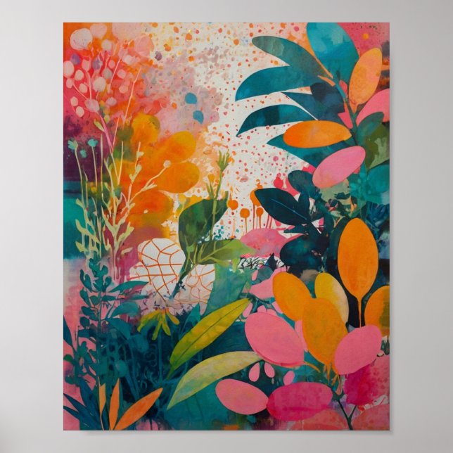 Hermoso poster de arte floral brillante y crilico (Frente)