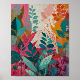 Hermoso poster de arte floral brillante y crilico