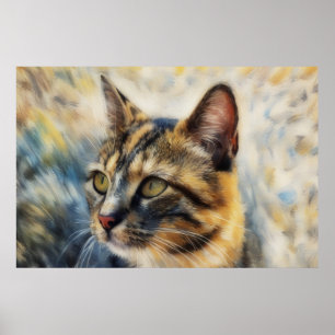 Hermoso Poster de Arte Gato Calico Cat Lover