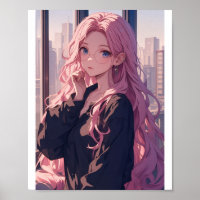 Hermoso Poster de Chica de anime - Obra de arte as