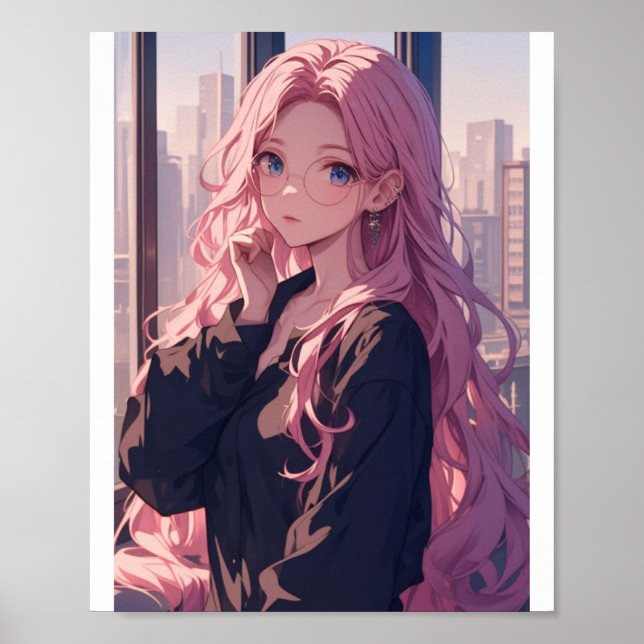 Hermoso Poster de Chica de anime - Obra de arte as (Frente)