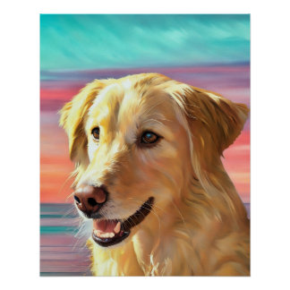 Hermoso Poster de Golden Retriever Glossy